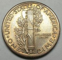 Reverse of the U.S. ten-cent piece, 1916-1945.
